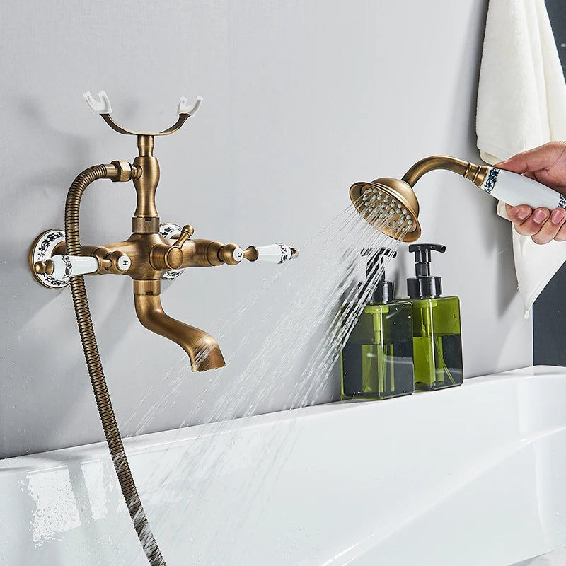 Retro Antique Brass Black Bronze Bathtub Shower Faucets