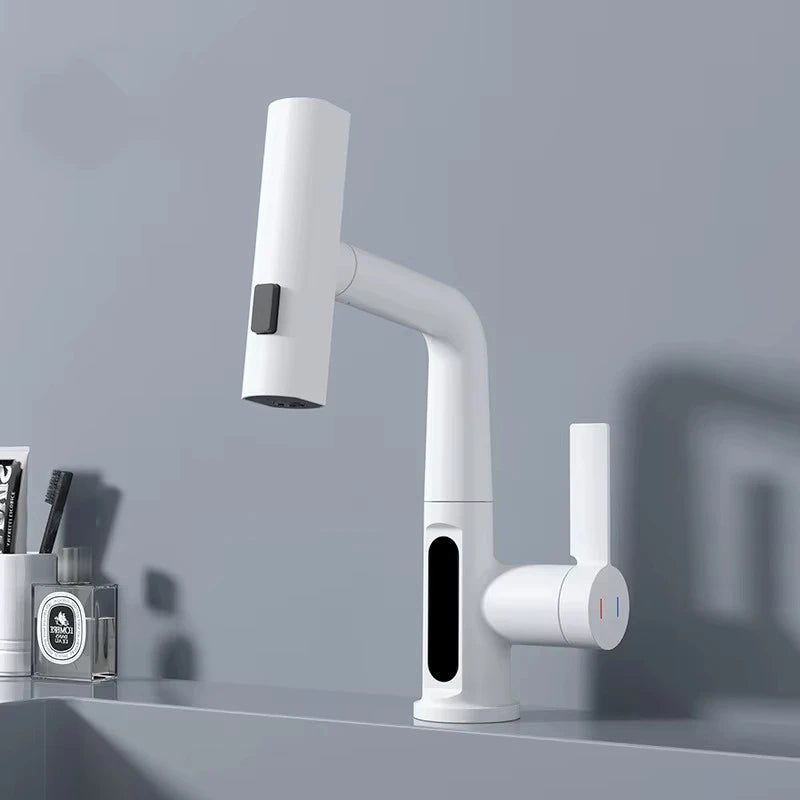 Temperature Digital Display Basin Tap Pull Out Cold