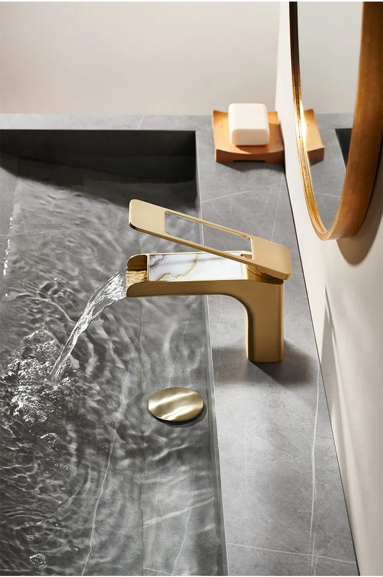 High-Quality Grey Basin Faucet Brass Construction Bathroom Sink