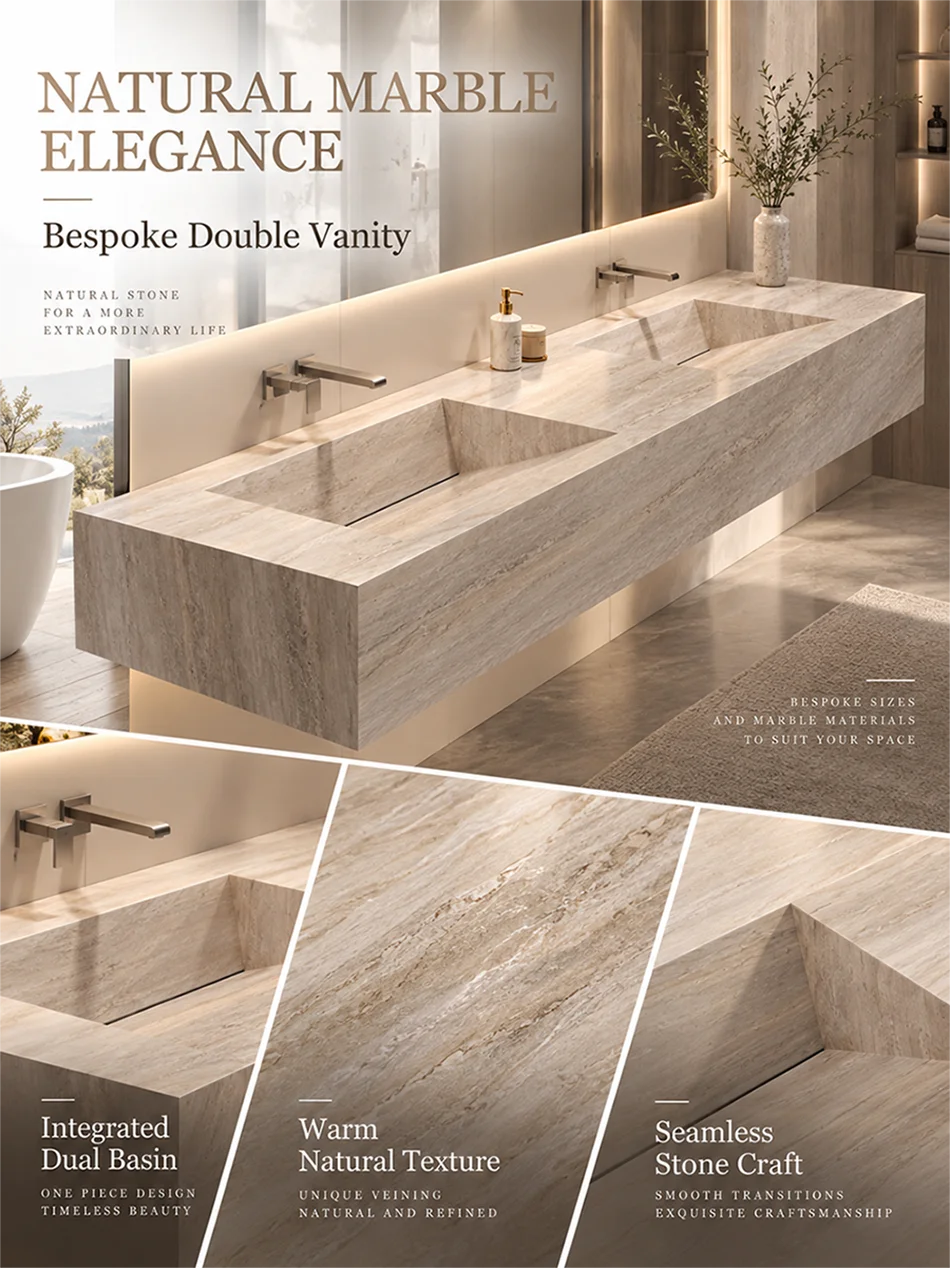 Any Size Custom Luxury Natural Stone Bathroom Vanity