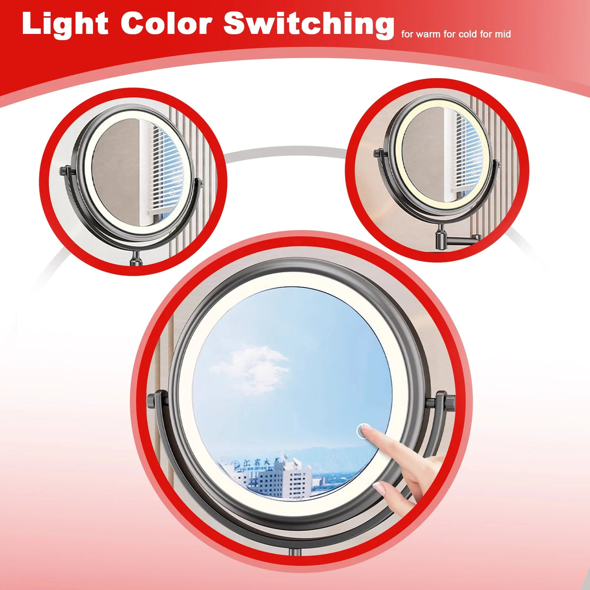 6/8 Inch Wall Mounted Makeup Mirror Extending Folding