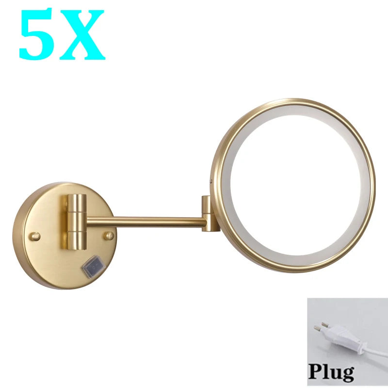 Rechargeable Led Folding Bathroom Makeup Mirror Wall Mounted