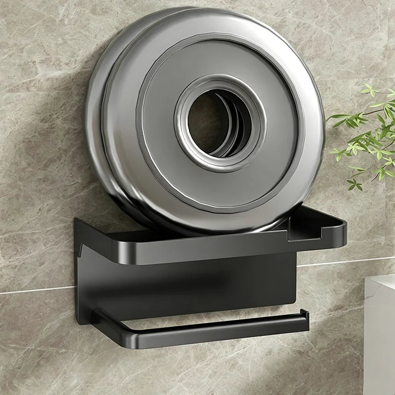 No-Drill Bathroom Toilet Paper Holder Shelf Wall Mounted