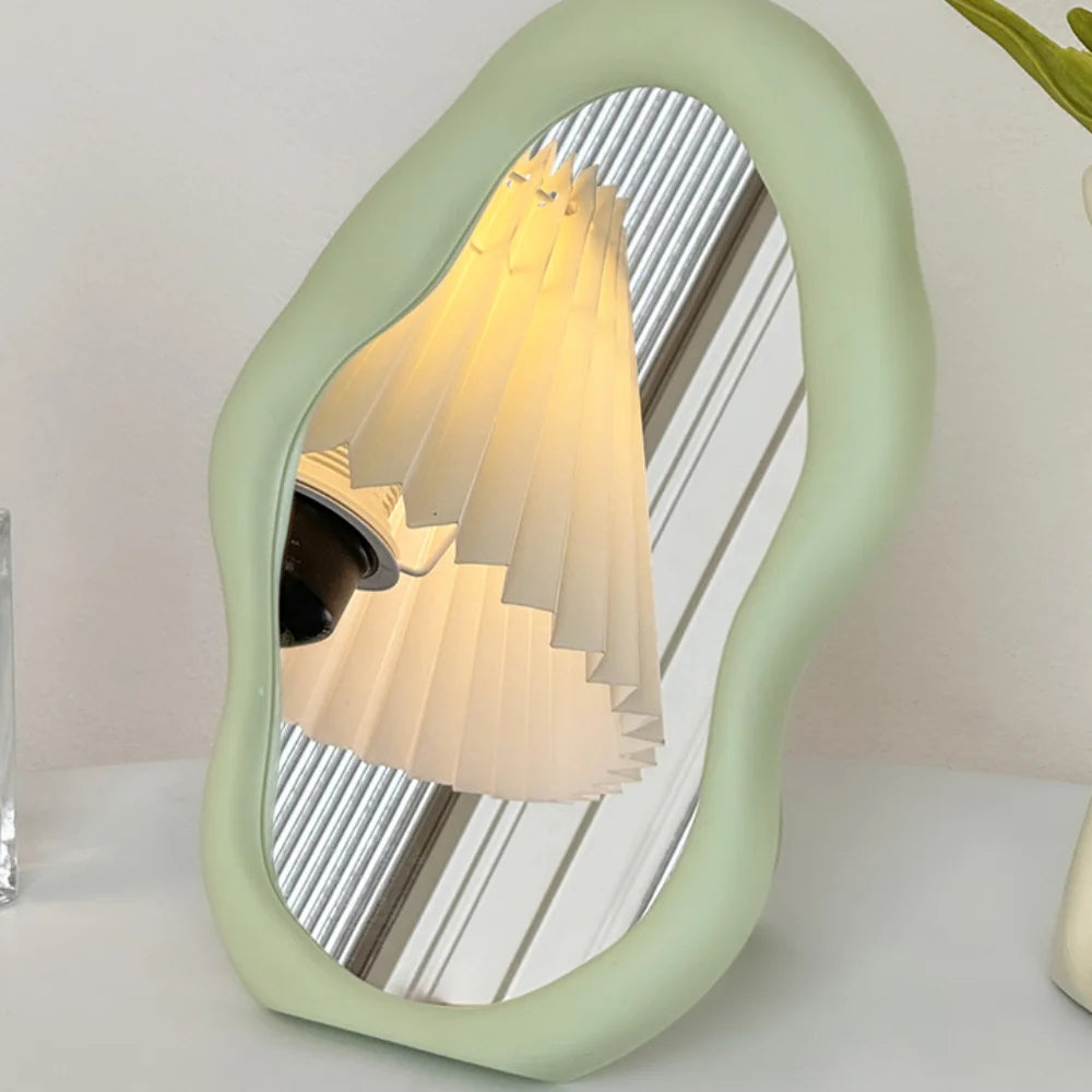 1pc Cream Style Makeup Mirror Decorative Irregular Simple