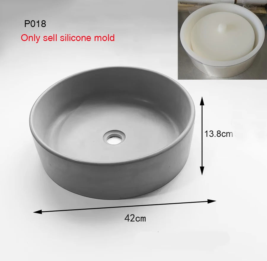 Circular Concrete Sink Silicone Mold Bathroom Square Sink