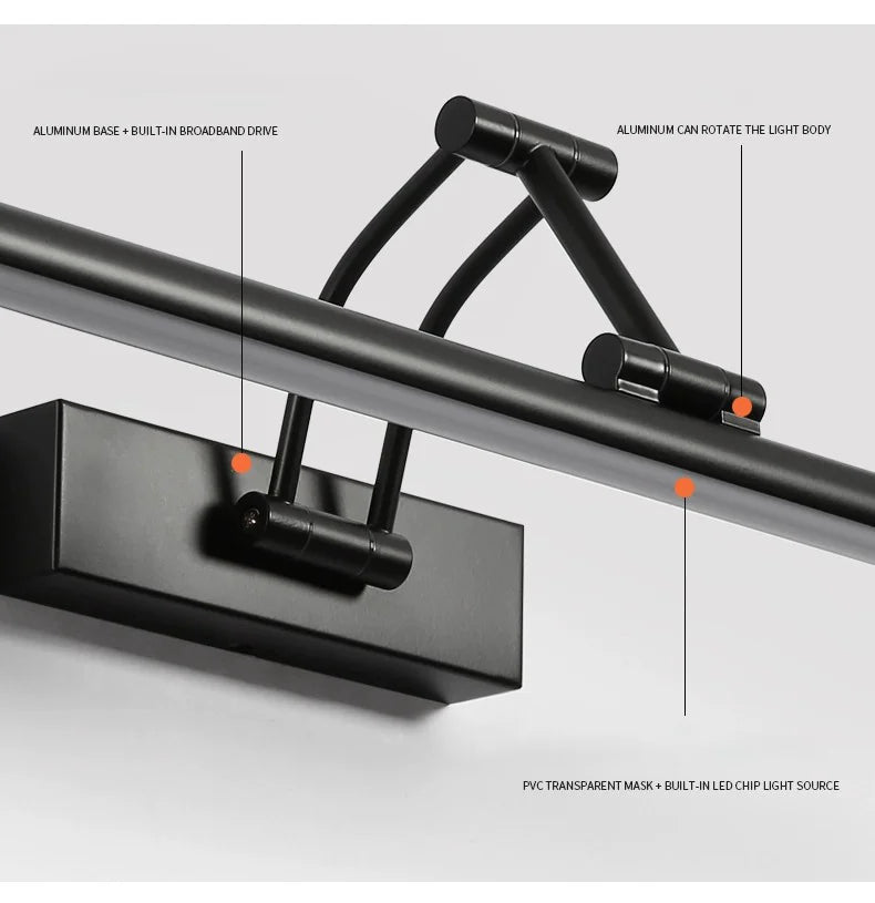 Modern Led Bathroom Vanity Light Adjustable Angle Black/White