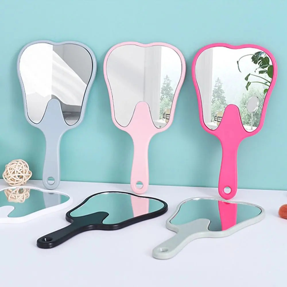 1pc Tooth Shaped Handheld Mirror Cute Makeup Mirror