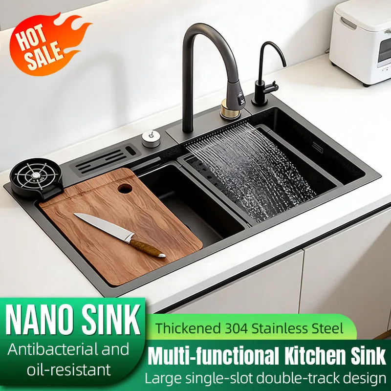 Double Waterfall Mode Large Capacity Sink Double-Track