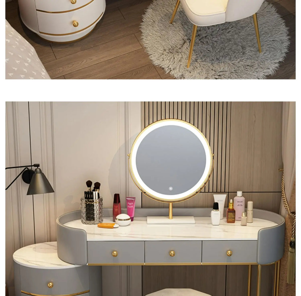 Pink White Vanity Table Women Luxury Nail European