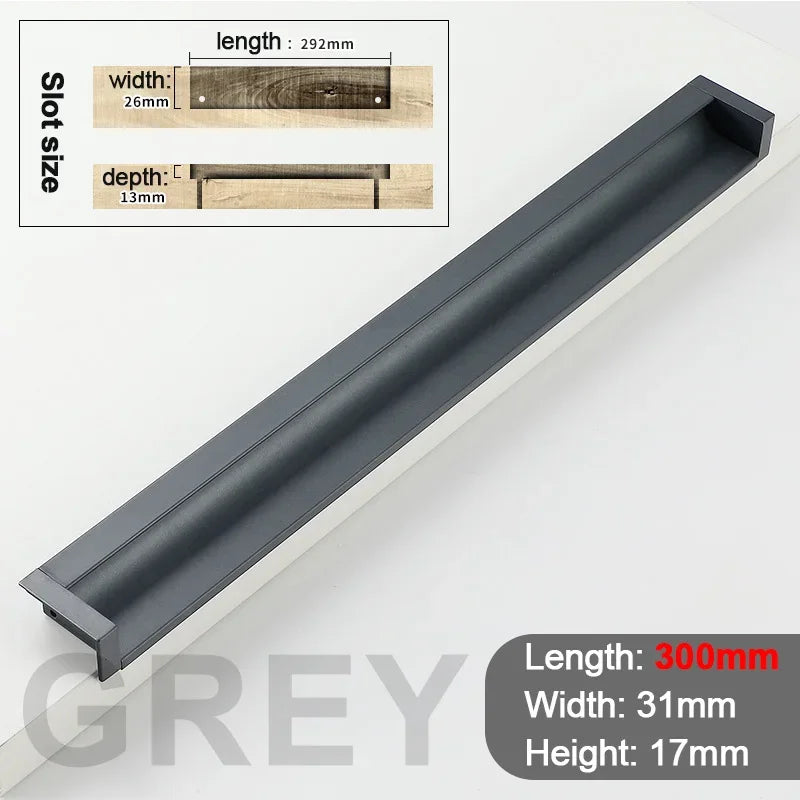 100-400mm Recessed Cabinet Drawer Pull Handle Bathroom Furniture
