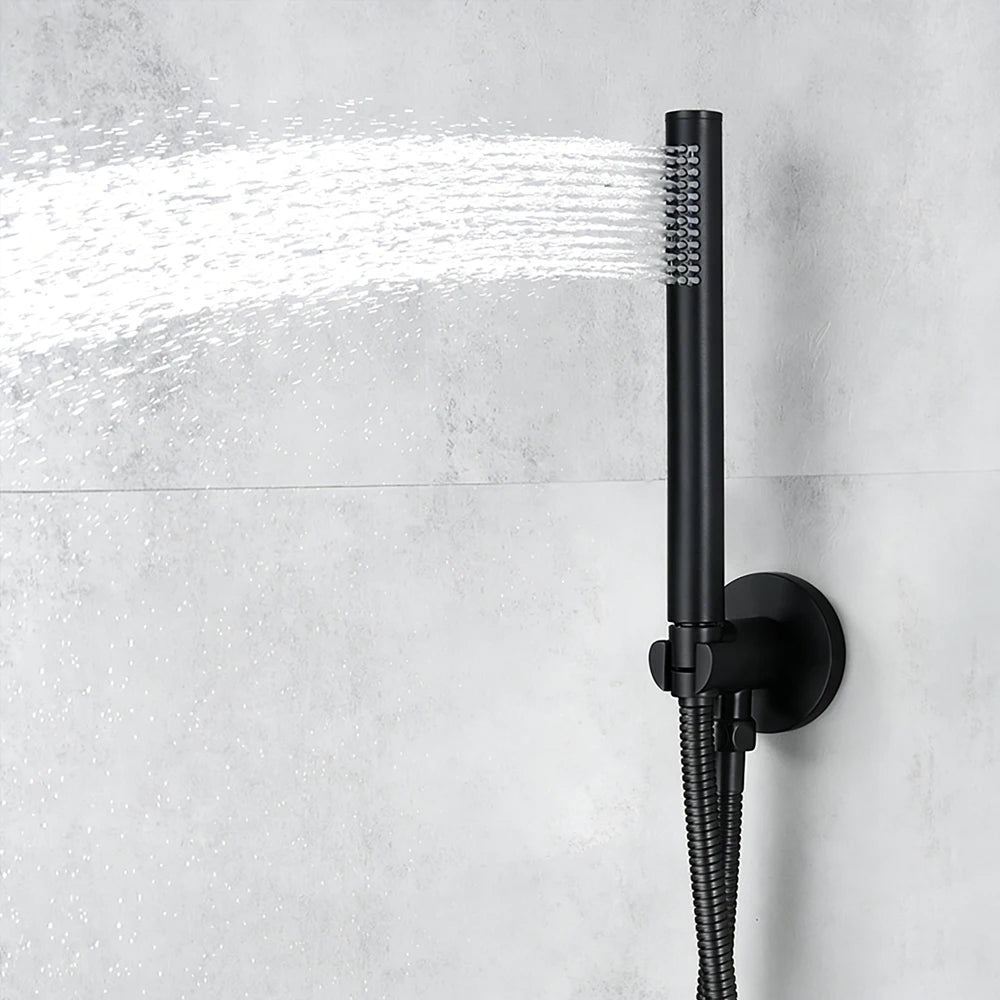 Bathroom Faucet Black Brass Built Installation Rain Shower