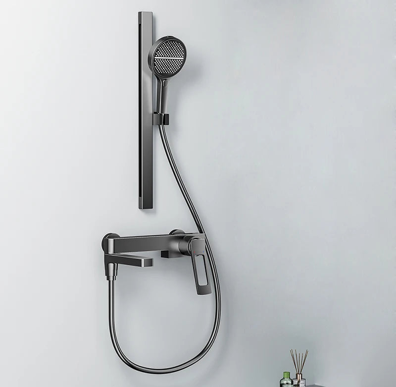 Black Waterfall Bathtub Shower Faucets Wall Mount Shower