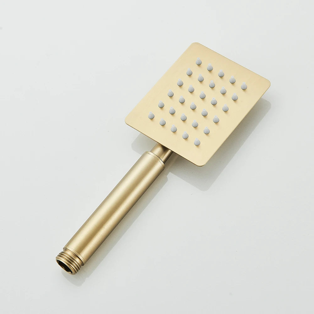Brushed Gold Rainfall Shower System Cold Bathroom Shower