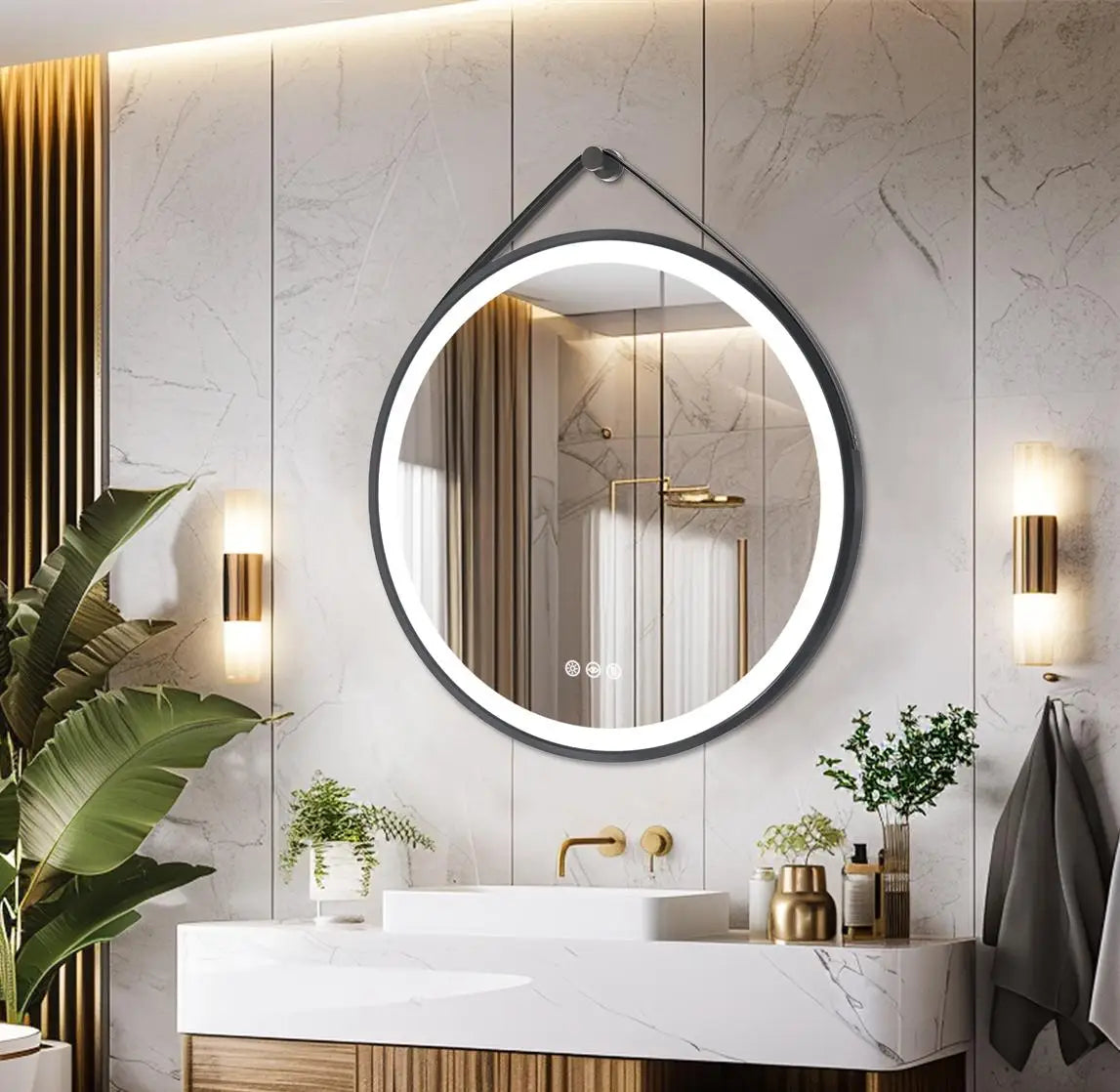 60/70/80cm Round Led Bathroom Mirror Wall Hanging Frontlit