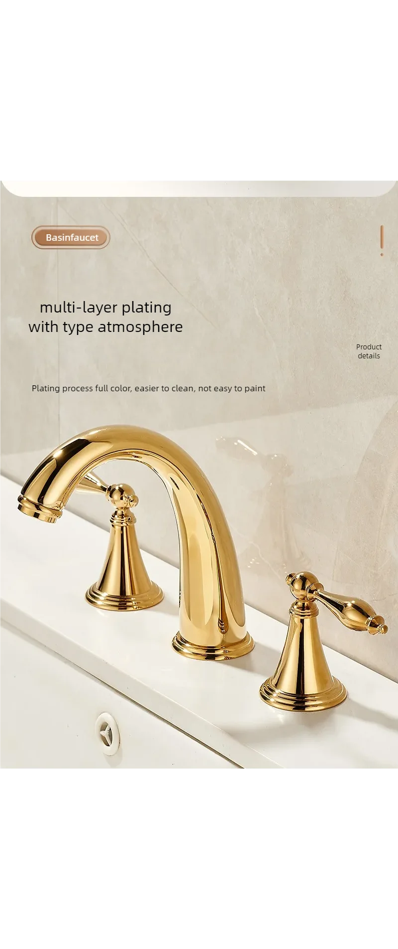 Deck Mounted Fixed Spout Bathroom Basin Faucet Hole