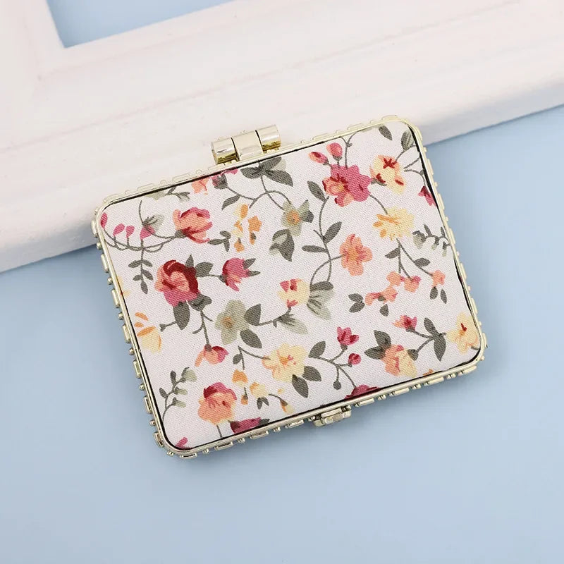 Vintage Foldable Makeup Mirror Mini Heart Round Makeup