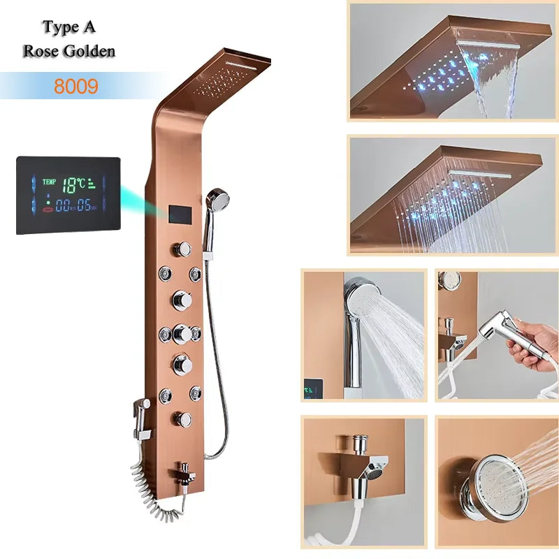 Luxury Bathroom Shower Panel Waterfall Rainfall Shower Head
