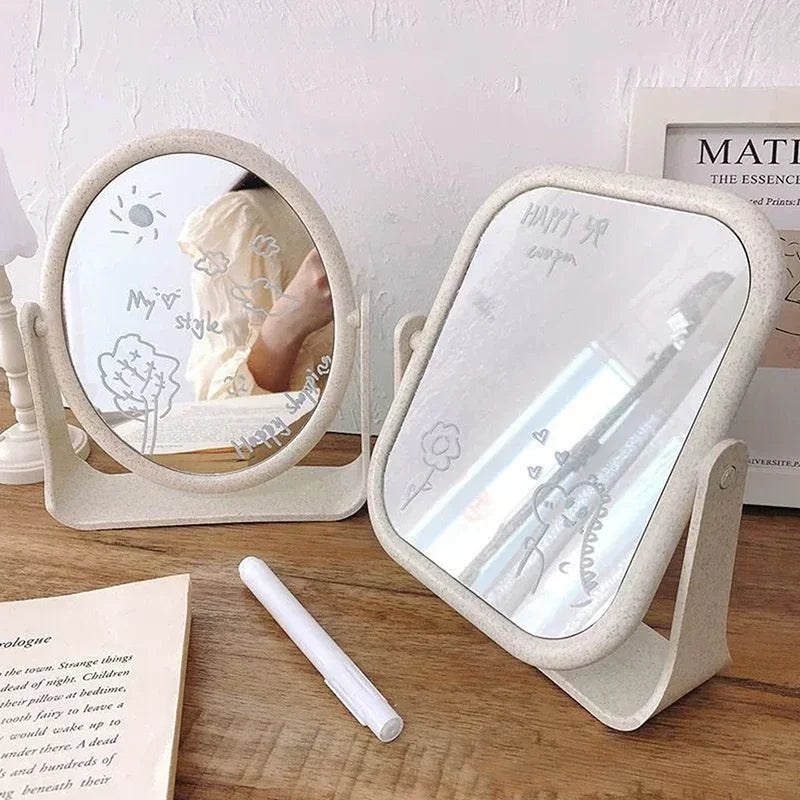 Bathroom Foldable Desktop Makeup Mirror 360 Degree Rotating