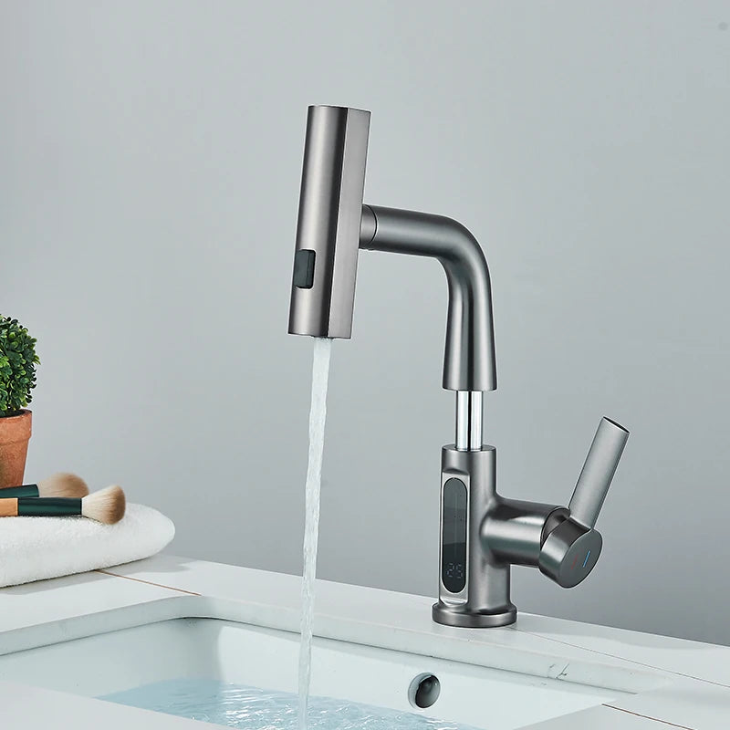 Lcd Bathroom Basin Faucet Digital Display Basin Tap