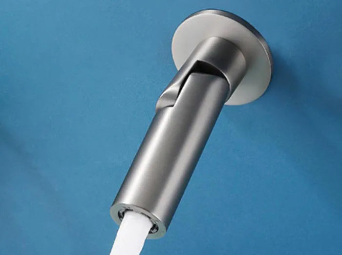 Brushed Gold Wall Mounted Faucet Spout Round Folding