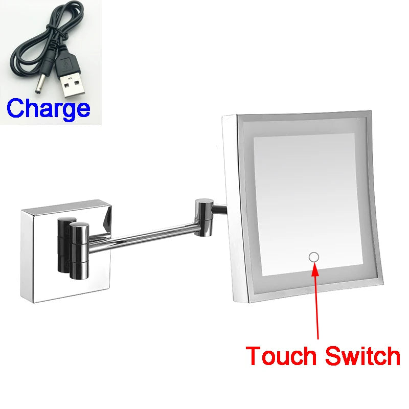 Square Touch Bathroom Mirror Wall Mounted Lighted Bathroom