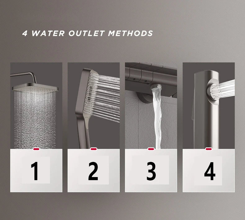 Grey Shower System Bathroom Digital Led Rain Showers