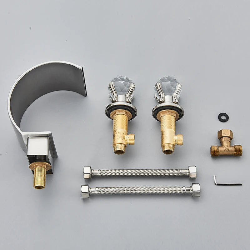 Saeuwtowy Crystal Handle Waterfall Bathroom Basin Faucet Hole