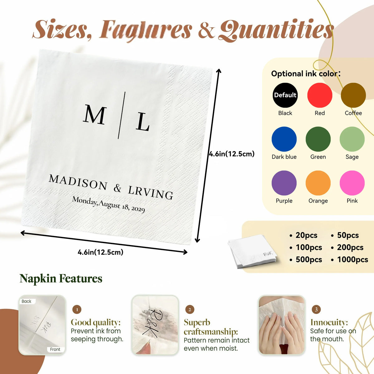 Personalized Paper Napkins Disposable Custom Wedding Napkins Of