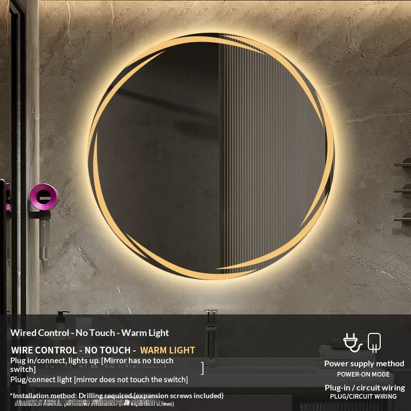 Bathroom Mirror 70 Cm Round Anti-Fog Led Bathroom