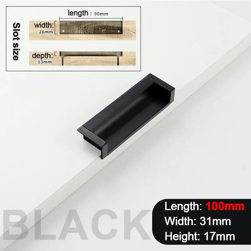 100-400mm Recessed Cabinet Drawer Pull Handle Bathroom Furniture