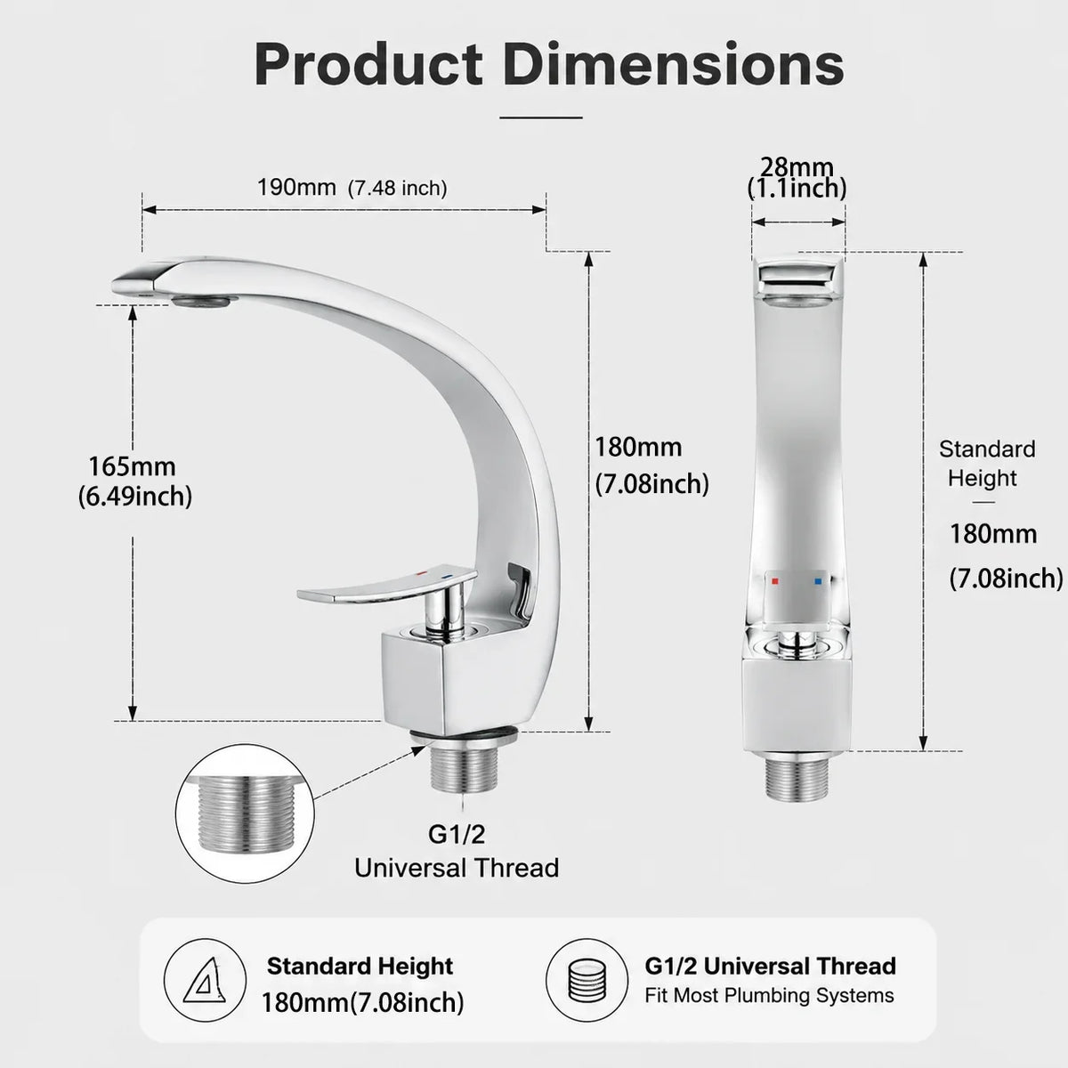 Mirror Bright Chrome Zinc Alloy Handle Basin Faucet