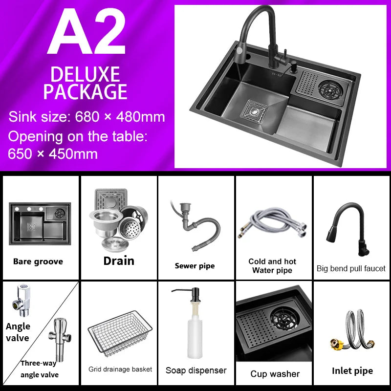 Stepped Stainless Steel Sink Cup Washer Large Slot