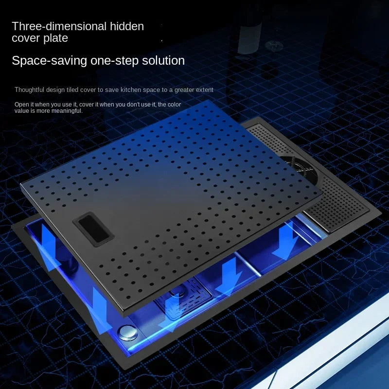 55cmx32cm 304 Nano Stainless Steel Hidden Sink Folding