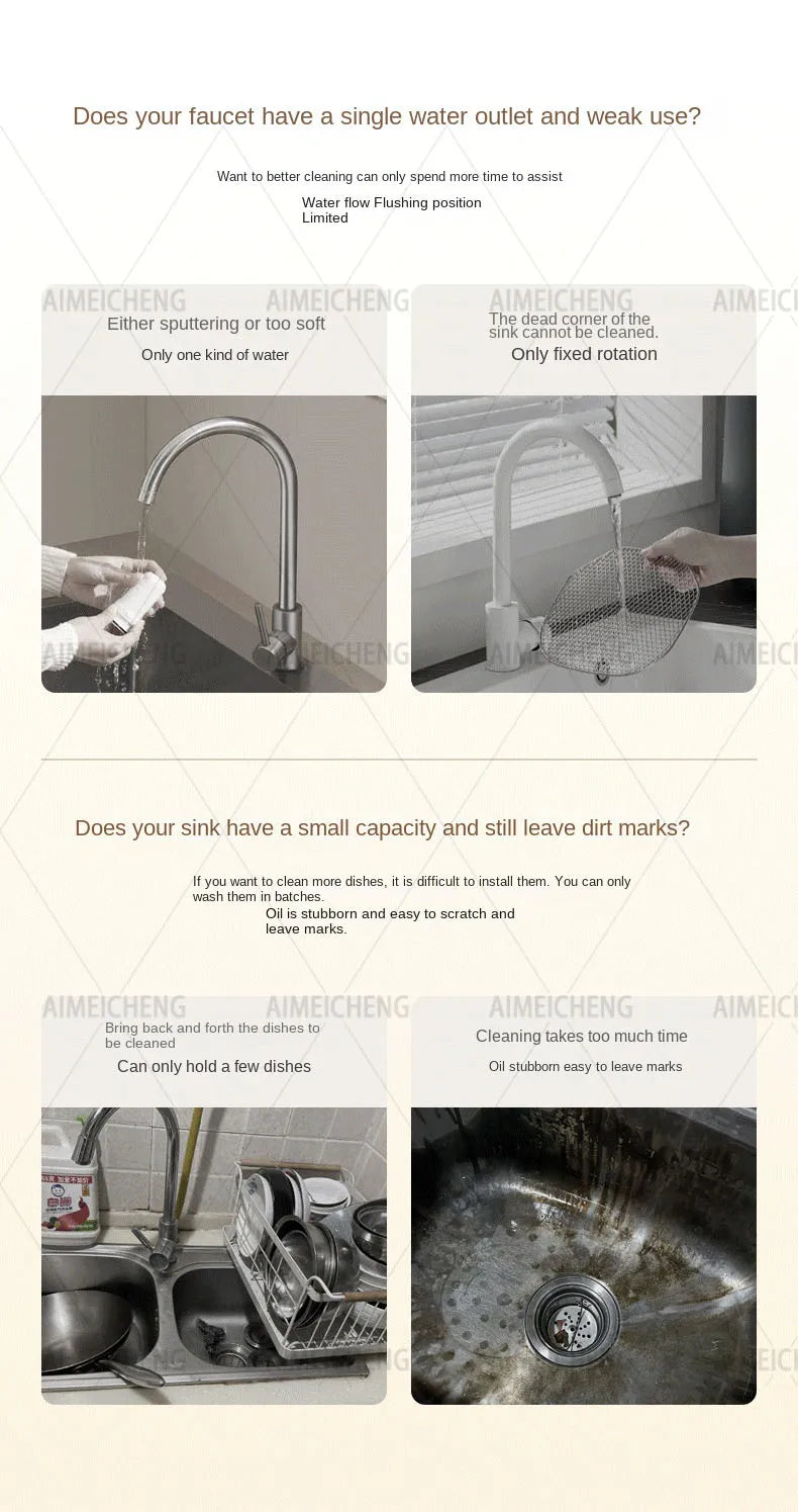 Stainless Steel Waterfall Sink Embossed Large Slot Vegetable