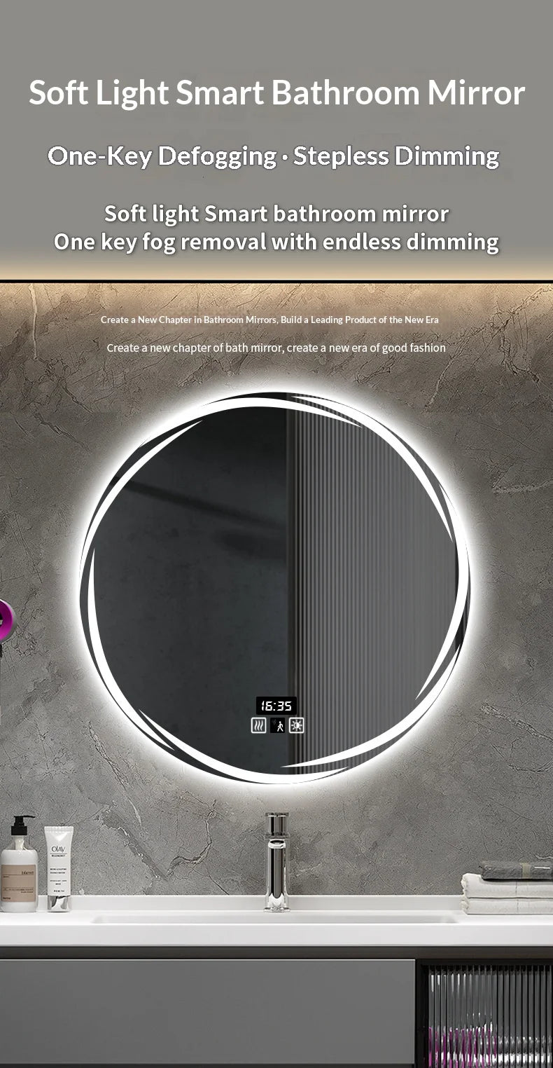 Bathroom Mirror 70 Cm Round Anti-Fog Led Bathroom