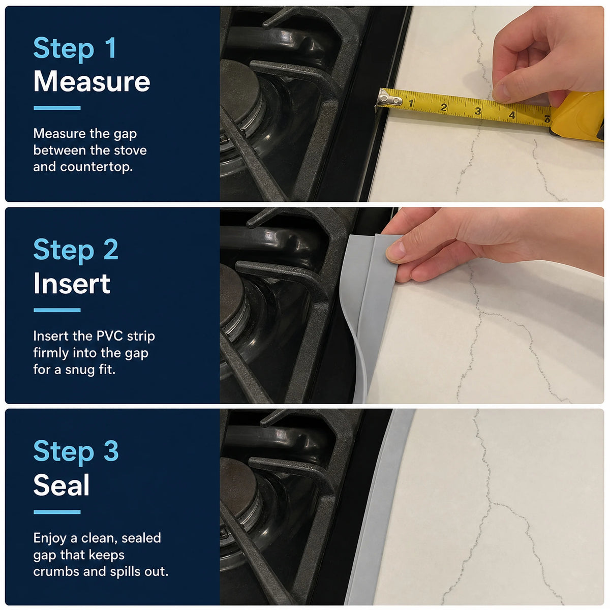 2pcs Stove Gap Cover Pvc Self-Adhesive T-Shaped Seal