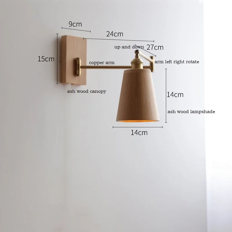 Iwhd Walnut Ash Wood Led Wall Lamp Sconce