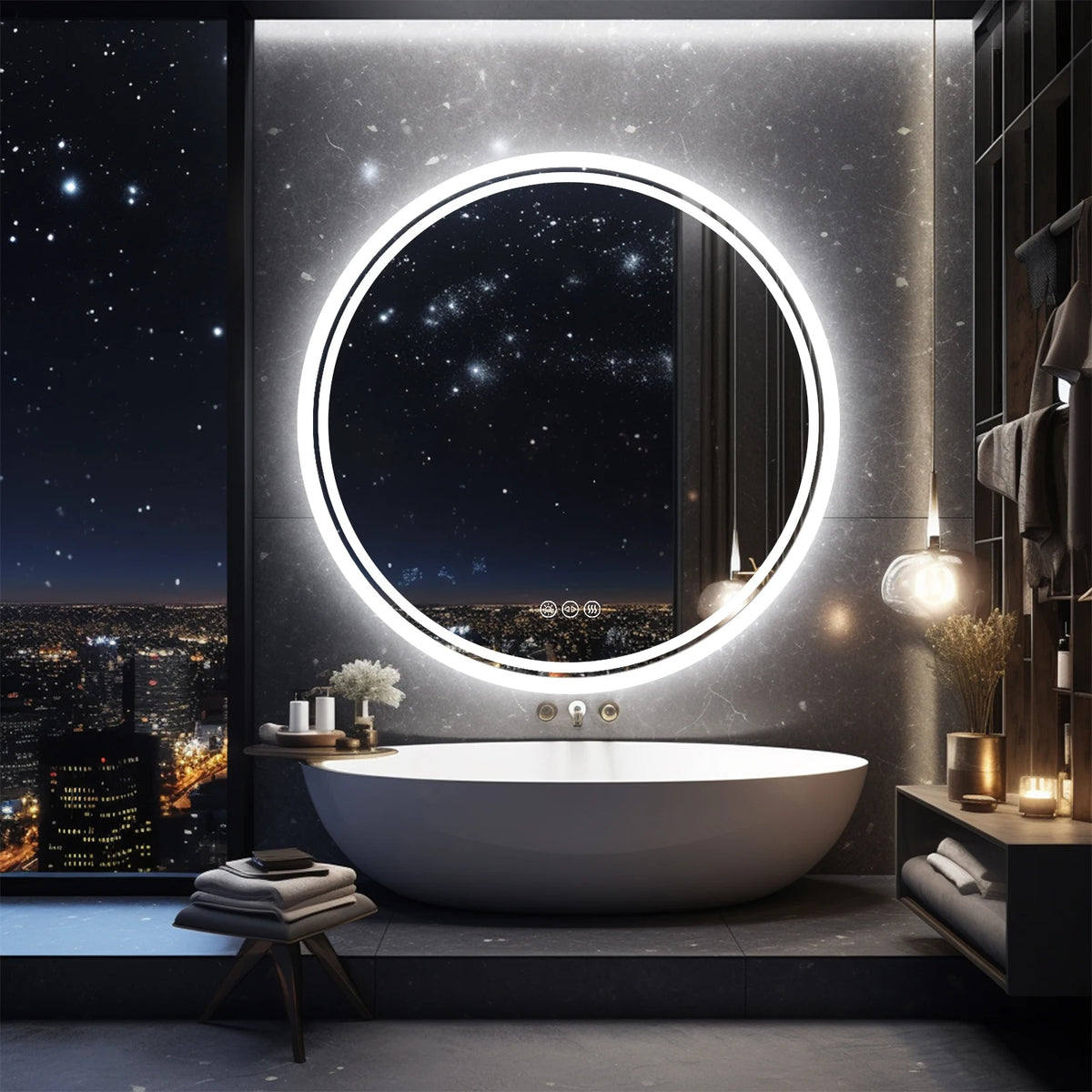 Bathroom Mirror Led Lights Circle Backlit Illuminated Wall