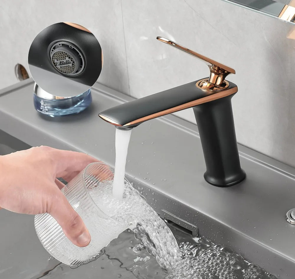 Basin Faucets Black Brass Faucet Cold Bathroom Sink