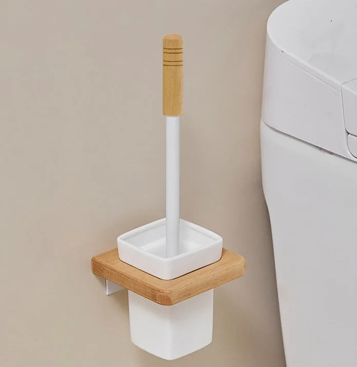 Walnut-Horse Bucket Brush Non-Dead Corner Toilet Shelf-Free