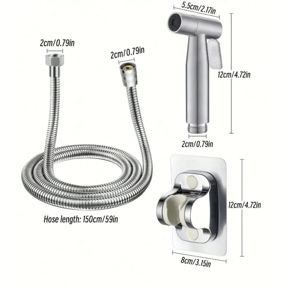 3pcs Stainless Steel Bidet Sprayer High Pressure Handheld