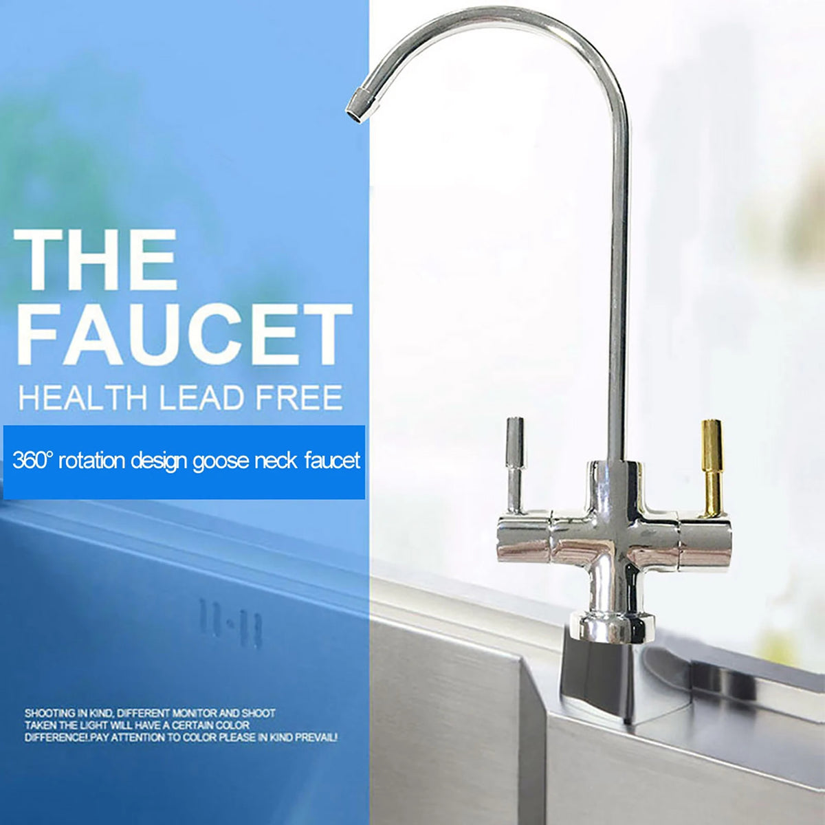 1/4 Double Holes Sink Faucet Tap Chrome Reverse