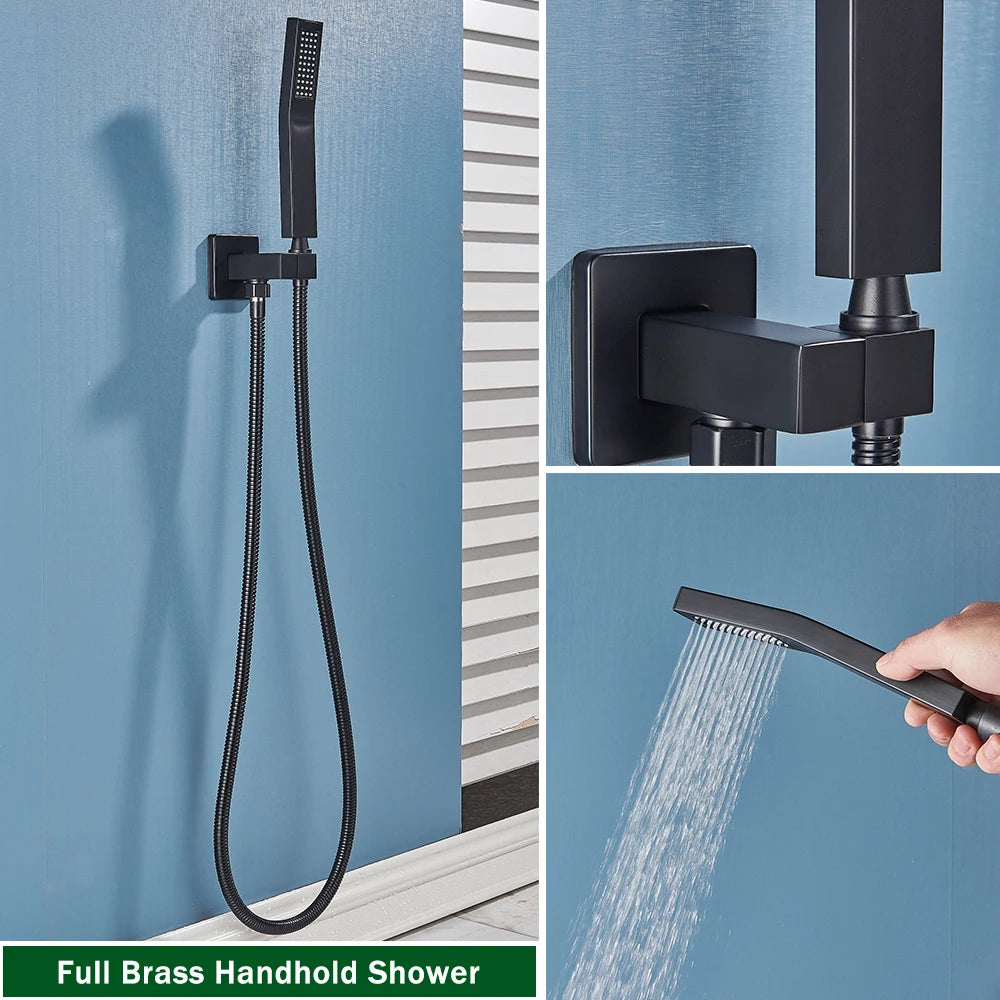 Rozin Brass Thermostatic Shower Faucet Black 40 80cm