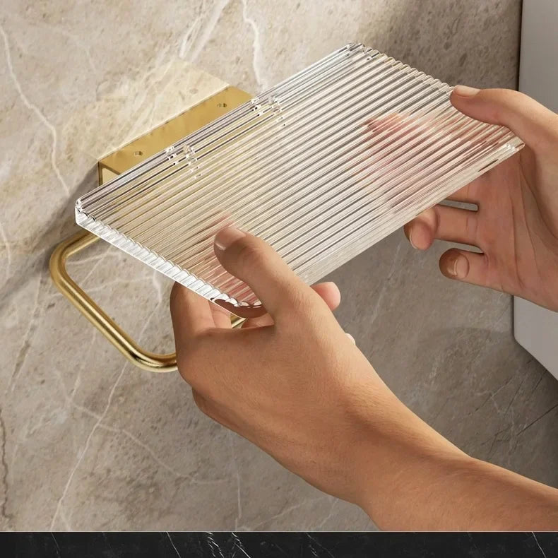 Luxury Gold Toilet Paper Holder Shelf No Punching