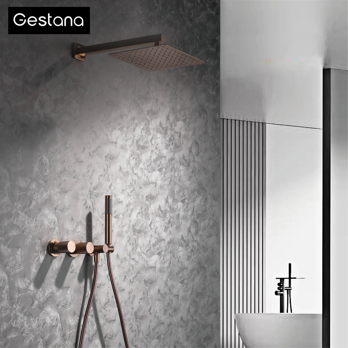 Luxury Gun Gray Brass Wall Mounted Shower System