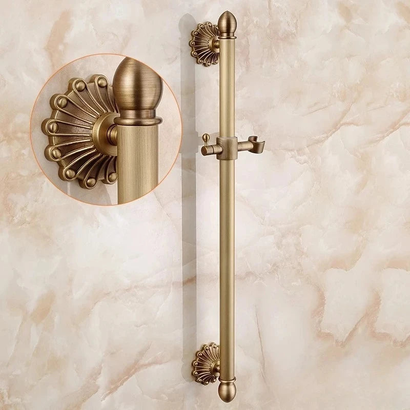 Antique Brass Bathtub Shower Faucets Wall Mounted Bath