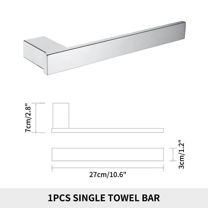 Stainless Steel Bathroom Wall Shelf Towel Bar Rack