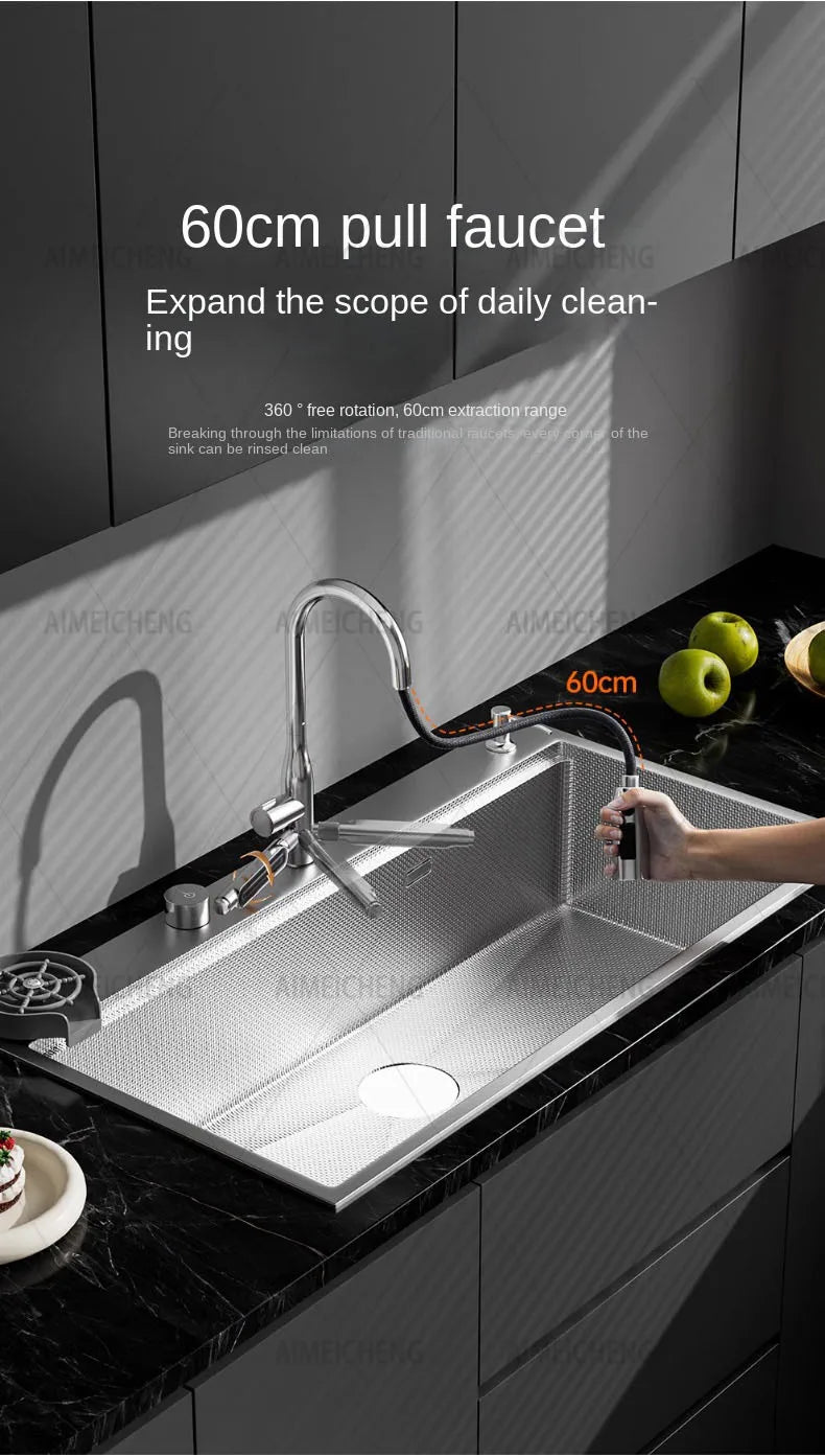 Digital Display Fly Rain Waterfall Large Sink 304