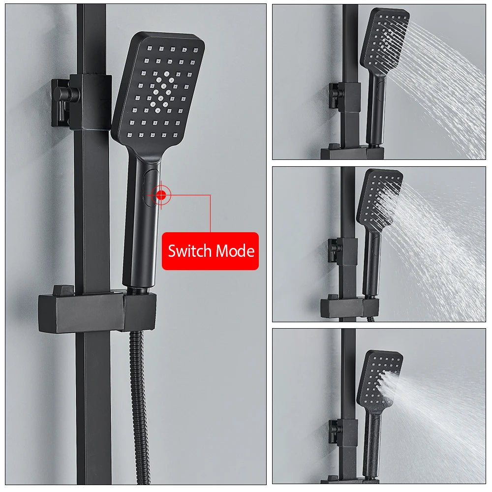 Shower Faucet Rainfall 3/4-Ways Bathtub Tap Bathroom Shelf