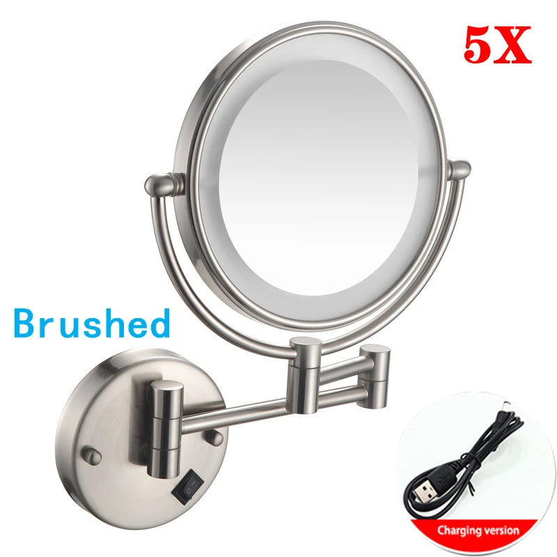Brushed Gold Led Bathroom Mirrors Quality Brass Folding